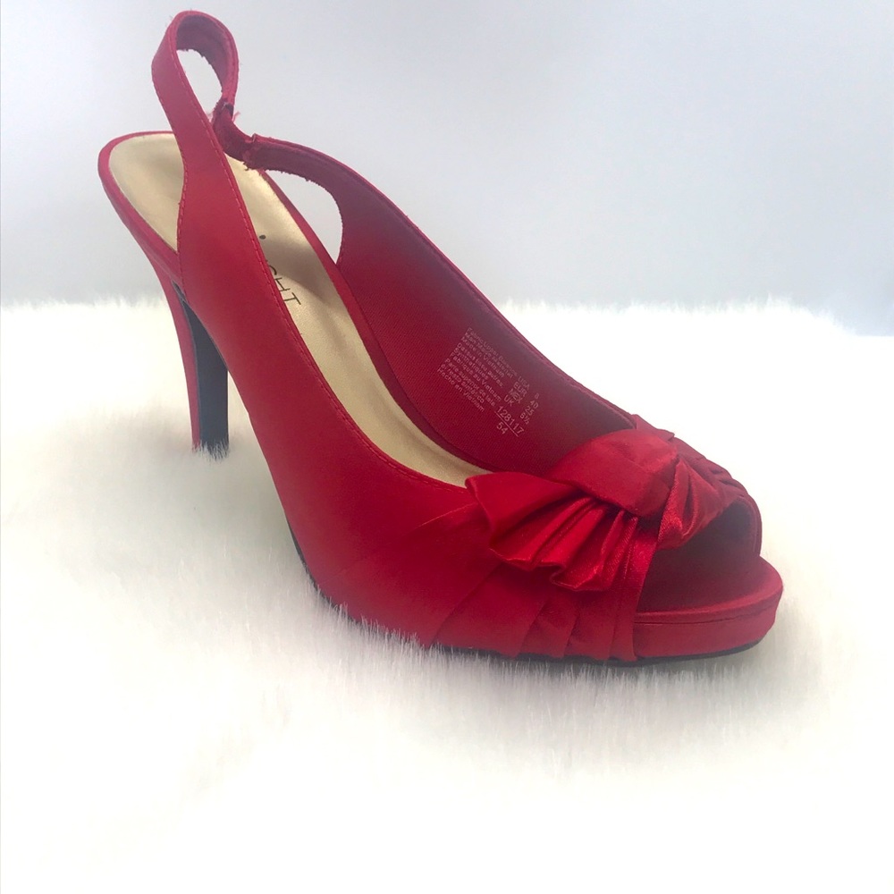 Fiona RED 👠 Sateen Sling Back Heels❤️‍🔥EUC